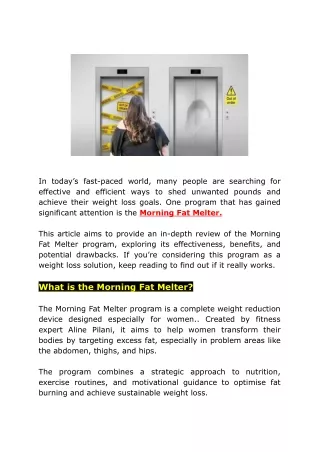 Morning Fat Melter-Recover Fast and Melt 72Lbs In Under 4 Months!