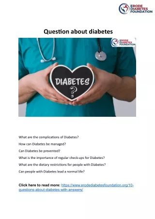 Question about diabetes-best diabetic hospital in erode
