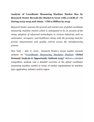 Coordinate Measuring Machine Market