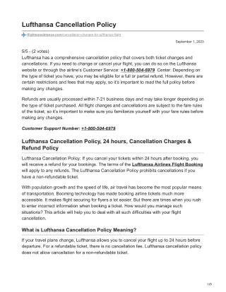 Lufthansa Cancellation Policy