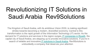 Revolutionizing IT Solutions in Saudi Arabia  Rev9Solutions