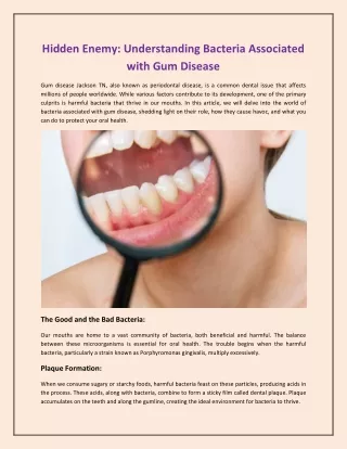 Hidden Enemy: Understanding Bacteria Associated with Gum Disease
