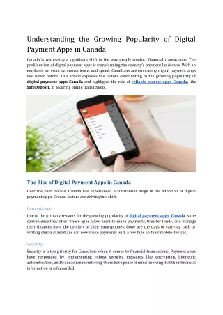 Understanding the Growing Popularity of Digital Payment Apps in Canada