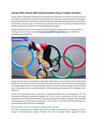 Olympic 2024 Olympic BMX Cycling Champions Discuss Toughest Discipline