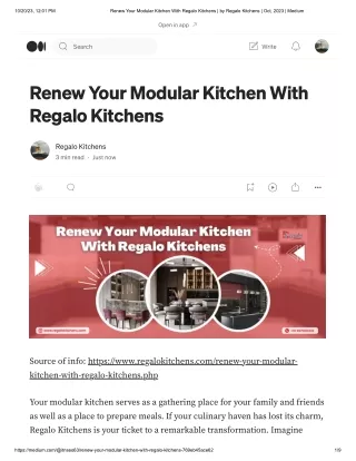 Renew Your Modular Kitchen With Regalo Kitchens