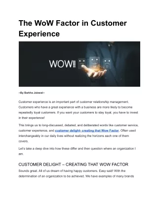 The WoW Factor in Customer Experience