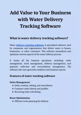 Add Value to Your Business with Water Delivery Tracking Software