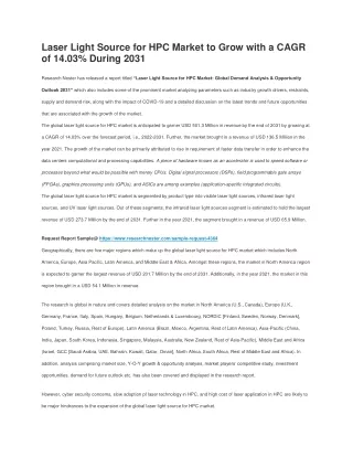 Laser Light Source for HPC Market to Grow with a CAGR of 14