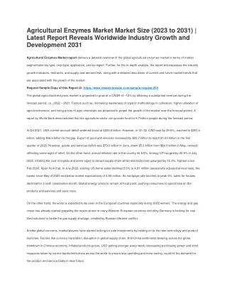 Agricultural Enzymes Market Market Size