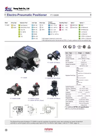 YT-1000R Electro Pneumatic Positioner