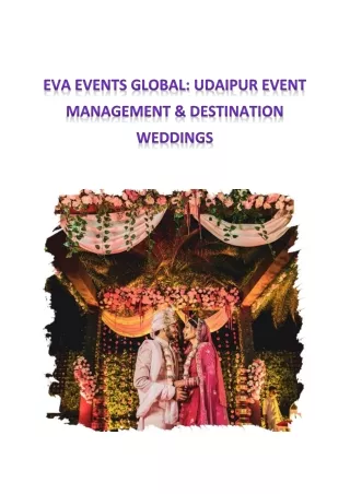 Eva Events Global: Udaipur Event Management & Destination Weddings