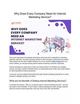 Why Does Every Company Need An Internet Marketing Service?