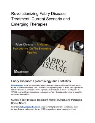Fabry Disease – A Market Perspective On The Emerging Pipeline