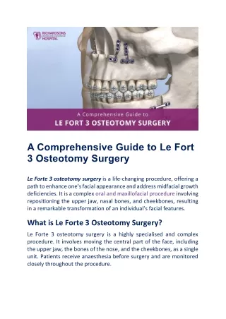 All That You Must Know About Le Forte 3 Osteotomy Surgery