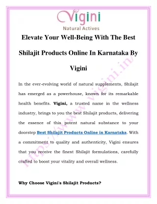 Best Shilajit Products Online in Karnataka |Call-8130095129| Vigini Natural Act