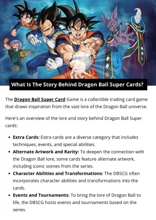 What Is The Story Behind Dragon Ball Super Cards?