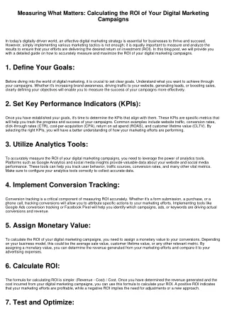 Measuring What Matters: Calculating the ROI of Your Digital Marketing Campaigns