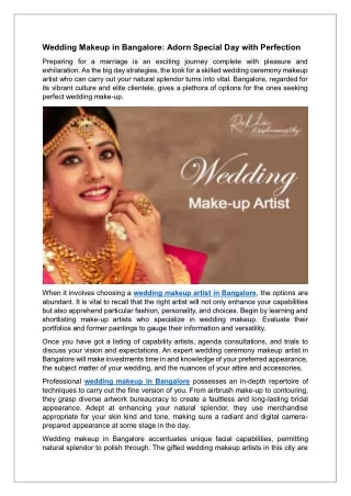 Wedding Makeup in Bangalore Adorn Special Day with Perfection