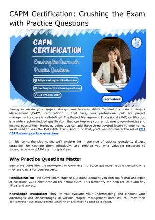 CAPM Certification_ Crushing the Exam with Practice Questions