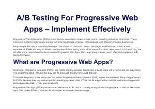 A_B Testing For Progressive Web Apps – Implement Effectively