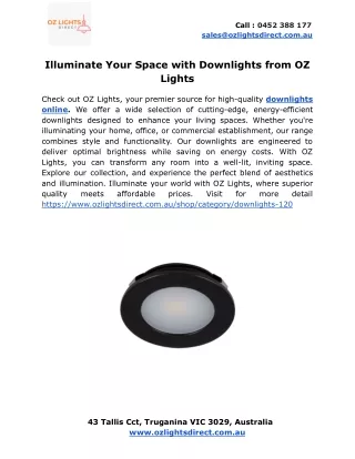 Illuminate Your Space with Downlights from OZ Lights