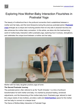 Exploring How Mother-Baby Interaction Flourishes in Postnatal Yoga