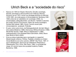 Ulrich Beck e a “sociedade do risco”