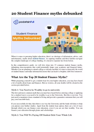 20 Student Finance myths debunked