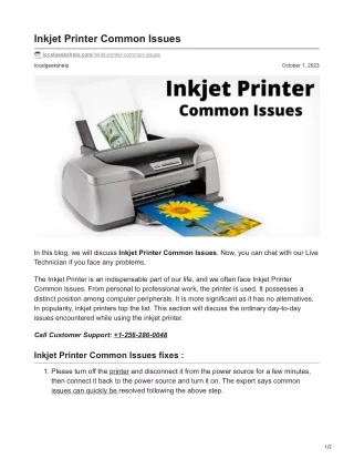 Inkjet Printer Common Issues