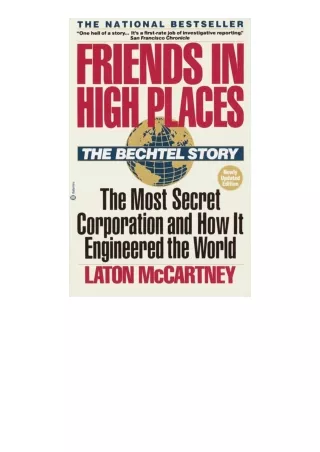 PDF read online Friends In High Places The Bechtel Story The Most Secret Corpora