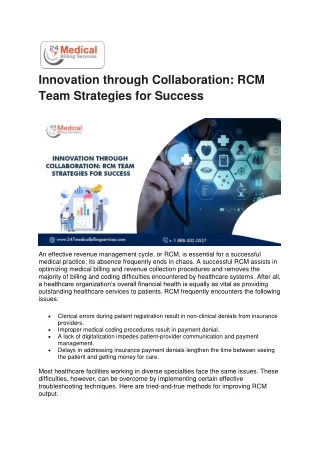 Innovation through Collaboration -RCM Team Strategies For Success