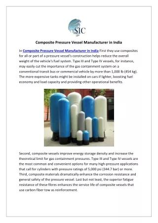 Composite Pressure Vessel Manufacturer in India