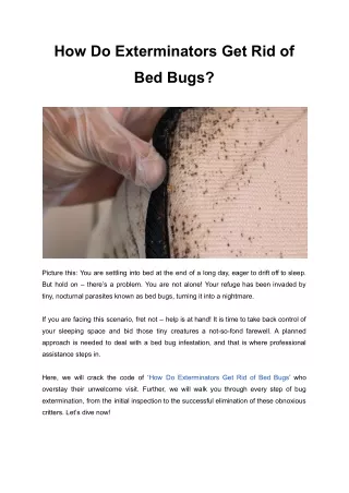 How Do Exterminators Get Rid of Bed Bugs