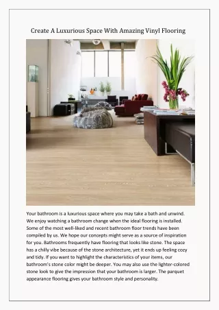 Create A Luxurious Space With Amazing Vinyl Flooring