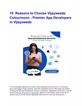 10  Reasons to Choose Vijayawada Colourmoon - Premier App Developers in Vijayawada