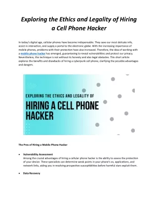 Exploring the Ethics and Legality of Hiring a Cell Phone Hacker