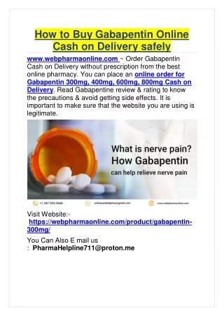 How to Buy Gabapentin Online Cash on Delivery safely