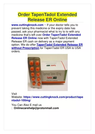 Order TapenTadol Extended Release ER Online