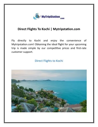 Direct Flights To Kochi  Mytripstation com