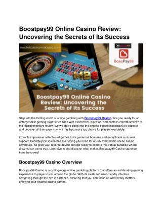 Boostpay99 Online Casino Review