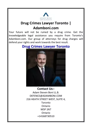 Drug Crimes Lawyer Toronto  Adamboni.com