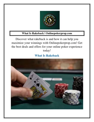 What Is Rakeback  Onlinepokerprop