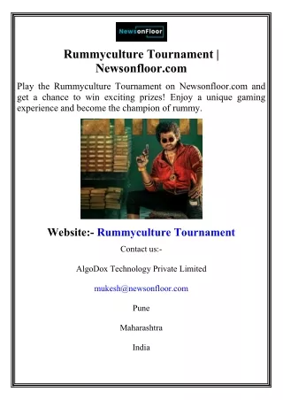 Rummyculture Tournament  Newsonfloor.com