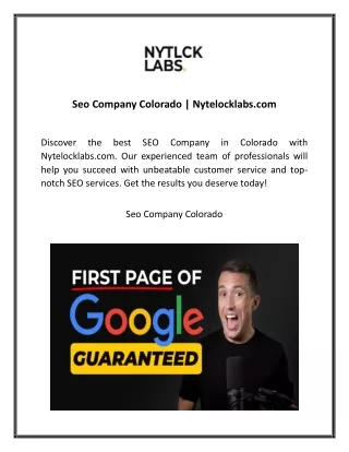 Seo Company Colorado  Nytelocklabs com