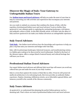 Best Places To Visit In Italy