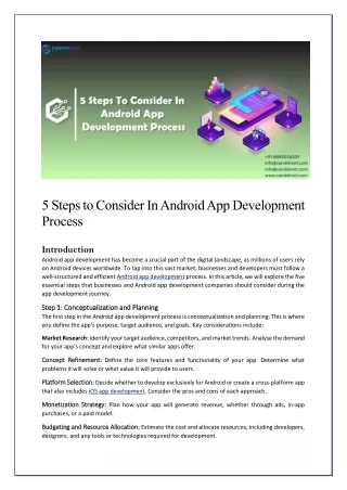 5 Steps to Consider In Android App Development Process