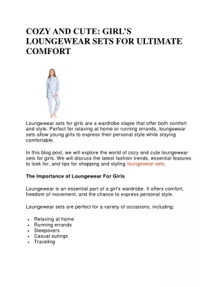 Elevate Comfort and Style with Girls' Loungewear Sets