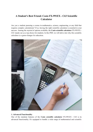 A Student's Best Friend: Casio FX-991EX - C63 Scientific Calculator