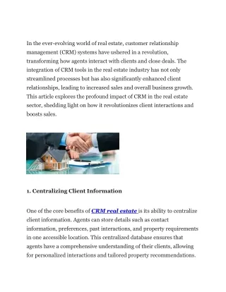 CRMRealEstateRevolutionEnhancingClientRelationshipsandBoostingSales