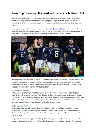 Euro Cup Germany Best national teams to win Euro 2024